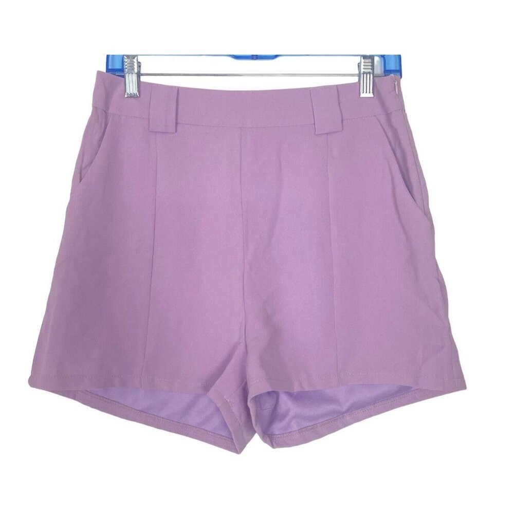 TEA & CUP Women High Waist Zip Shorts Sz L Lavender Summer Spring Beachy 26-9